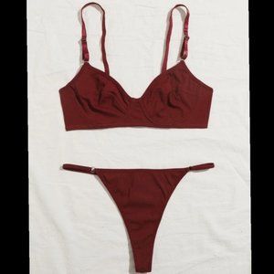Plain bra and panty set